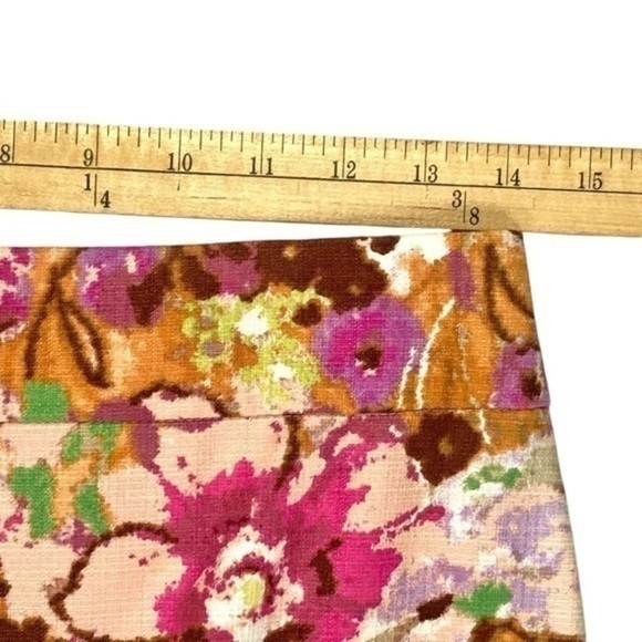J. CREW Pencil Skirt Abstract Watercolor Floral Straight Pink Green  Purple - Picture 10 of 13